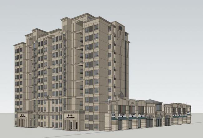 Sketchup住宅模型|高层住宅，底层商业，商业裙房，简欧式，居住建筑，新古典风格