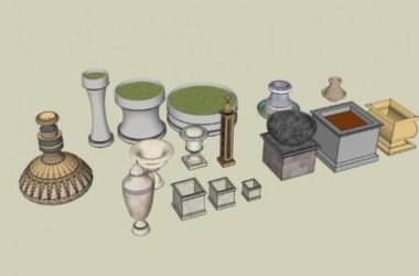 Sketchup素材模型|陶罐花钵素材组件-BIM建筑网