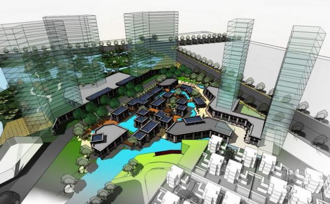 Sketchup商业模型|多层分散式商业，新古典风格