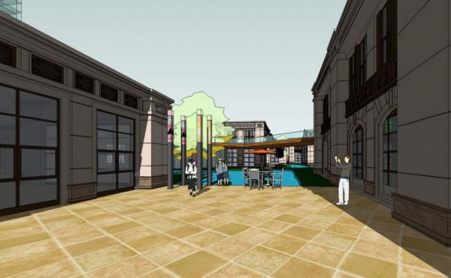 Sketchup商业模型|多层分散式商业，新古典风格