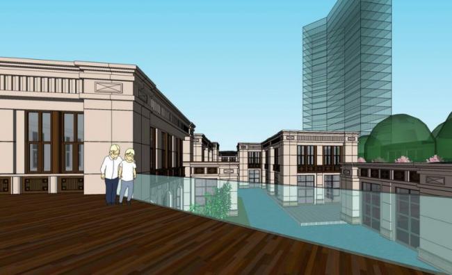 Sketchup商业模型|多层分散式商业，新古典风格