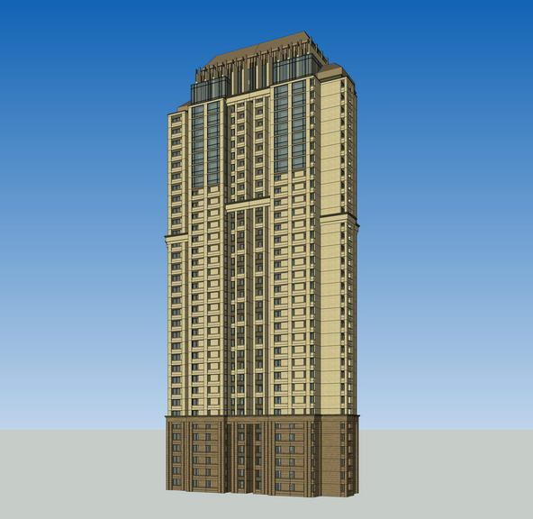Sketchup住宅模型|高层住宅，居住建筑，法式古典风格