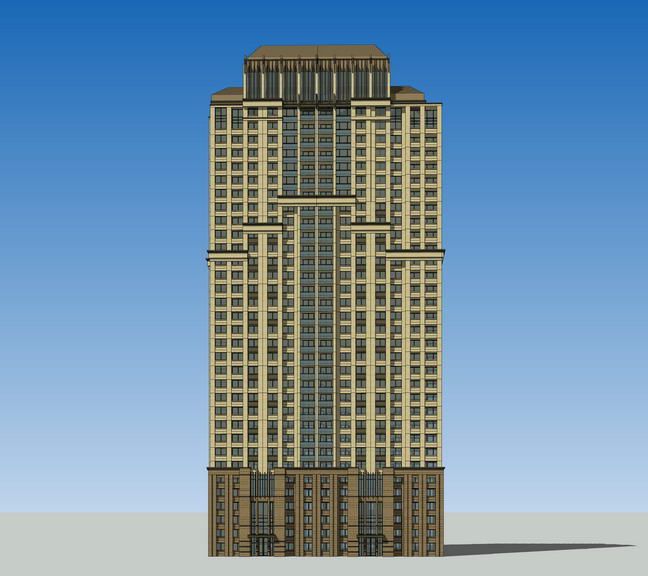 Sketchup住宅模型|高层住宅，居住建筑，法式古典风格