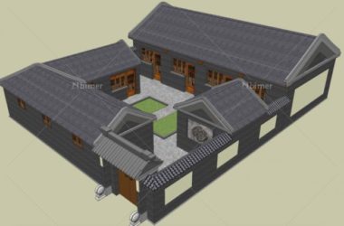 Sketchup住宅模型|多层四合院，中式风格，居住建筑-BIM建筑网