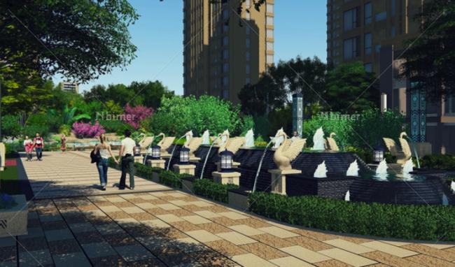 Sketchup素材模型|欧式风格中轴对称水景，素材组件