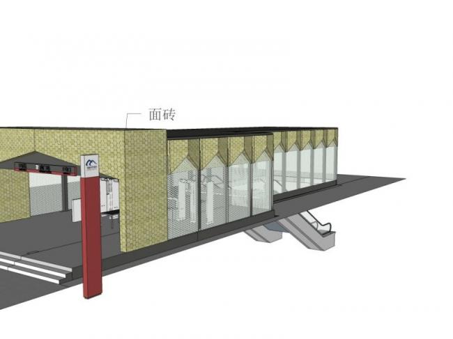 Sketchup车站路桥|地铁出入口，交通建筑，现代风格
