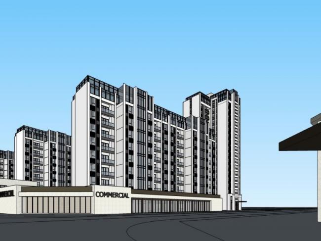 Sketchup住宅模型|高层住宅，居住建筑，底层商业，现代风格