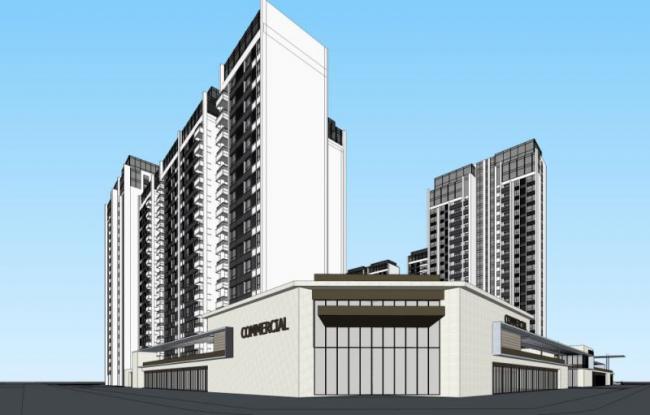 Sketchup住宅模型|高层住宅，居住建筑，底层商业，现代风格