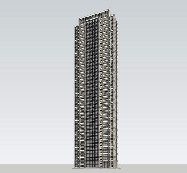 Sketchup住宅模型|超高层住宅，现代风格，居住建筑