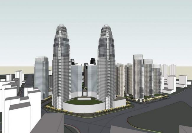 Sketchup综合体模型|超高层办公楼，天津金融街，综合体，现代风格