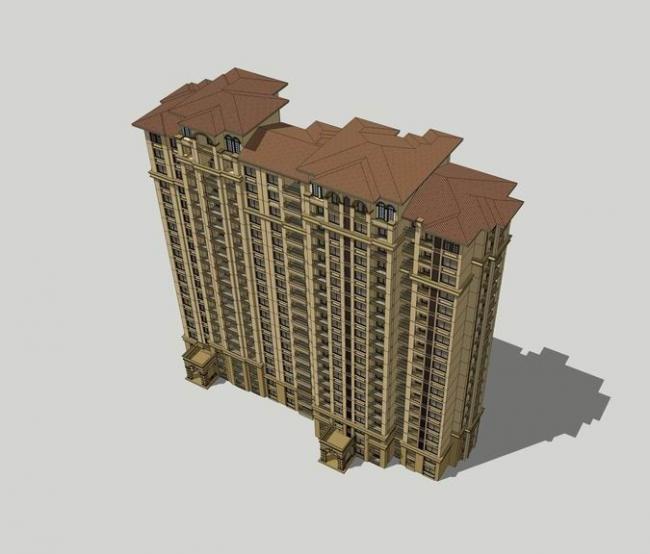 Sketchup住宅模型|高层住宅，居住建筑，欧式风格，古典风格