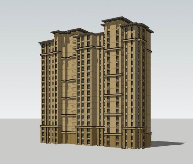 Sketchup住宅模型|高层住宅，居住建筑，欧式风格，古典风格