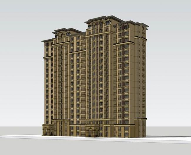 Sketchup住宅模型|高层住宅，居住建筑，欧式风格，古典风格