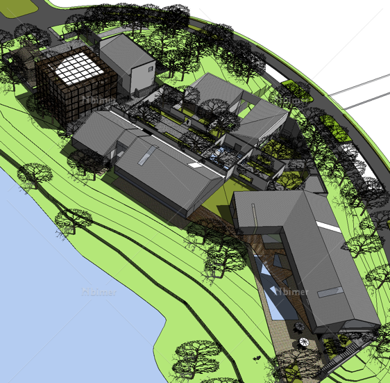 Sketchup商业模型|深圳万科第五园，多层社区商业，徽派中式风格，住宅配套
