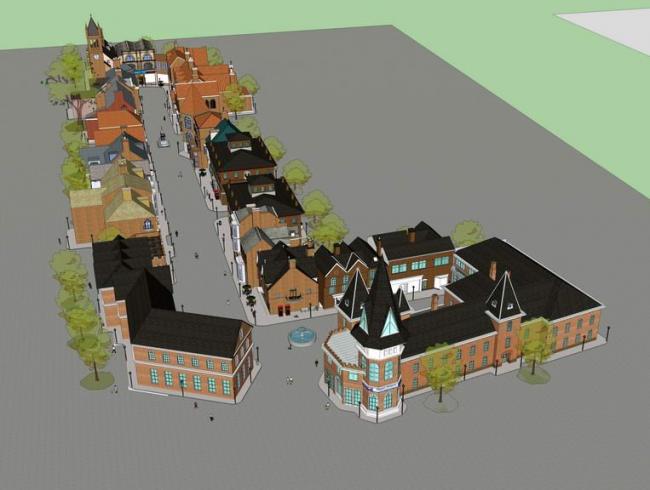 Sketchup商业模型|多层商业街，英式古典风格