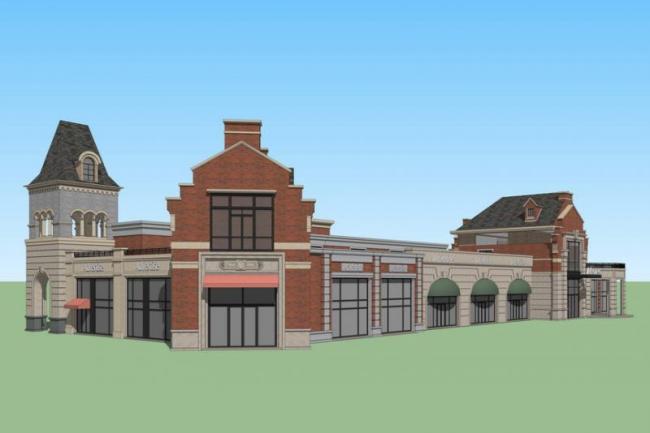 Sketchup商业模型|多层沿街商业，英式古典风格