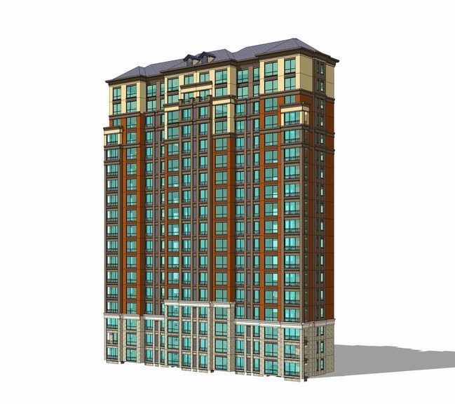 Sketchup住宅模型|高层住宅，居住建筑，法式古典风格