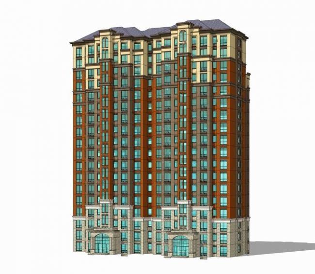 Sketchup住宅模型|高层住宅，居住建筑，法式古典风格