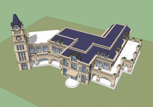 Sketchup商业模型|多层会所，商业建筑，法式古典风格