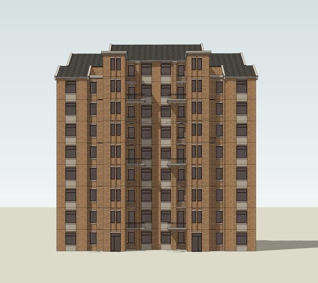 Sketchup住宅模型|小高层住宅，英式古典风格，居住建筑