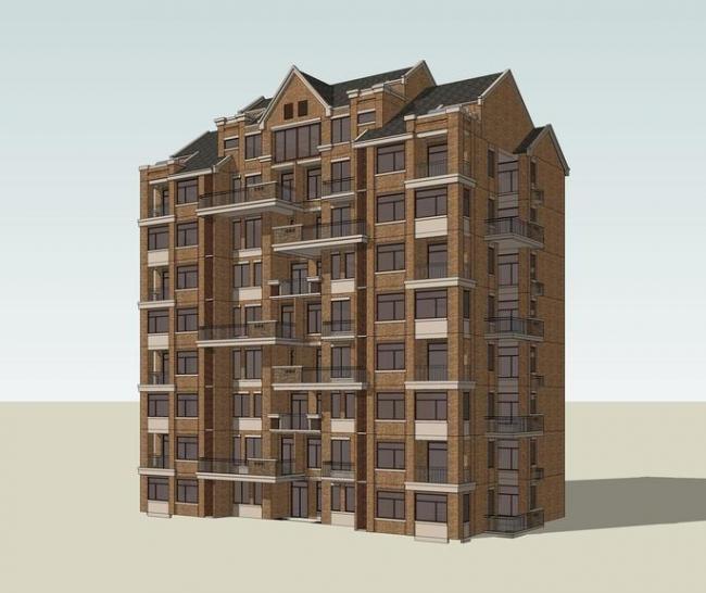 Sketchup住宅模型|小高层住宅，英式古典风格，居住建筑