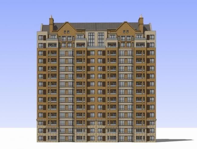 Sketchup住宅模型|高层住宅，英式古典风格，居住建筑