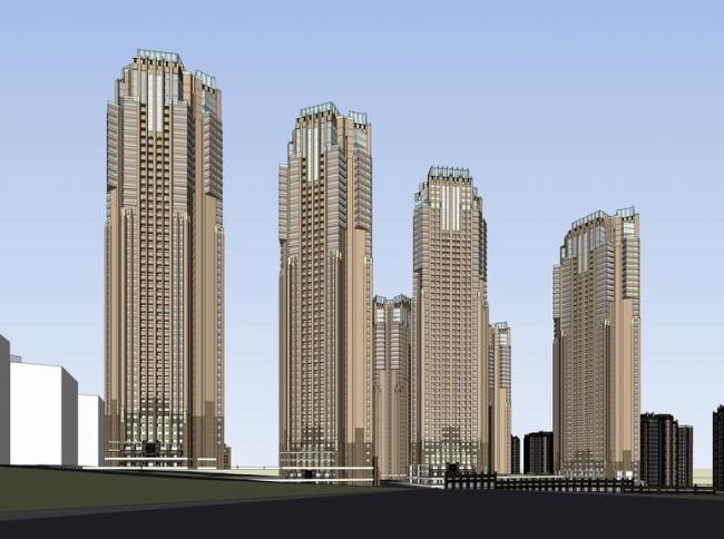 Sketchup住宅模型|超高层住宅，现代风格，居住建筑
