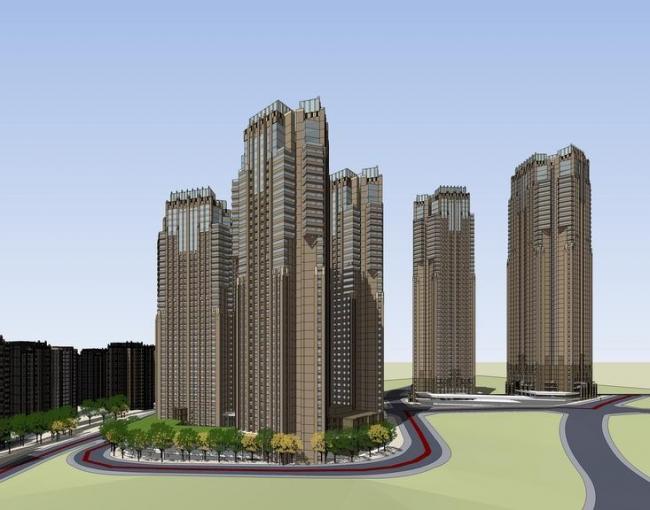 Sketchup住宅模型|超高层住宅，现代风格，居住建筑