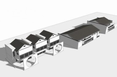 Sketchup商业模型|联排商铺，商业建筑，中式风格-BIM建筑网