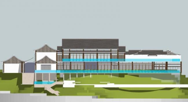 Sketchup酒店模型|多层山地酒店，中式风格