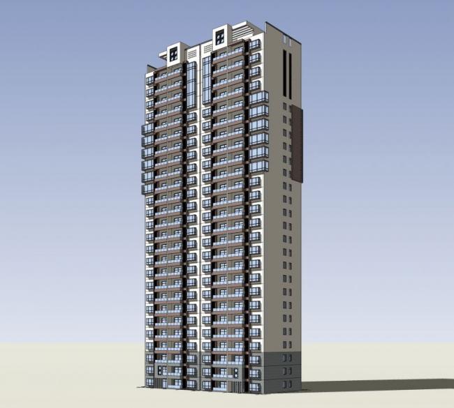 Sketchup住宅模型|高层住宅，居住建筑，新中式风格