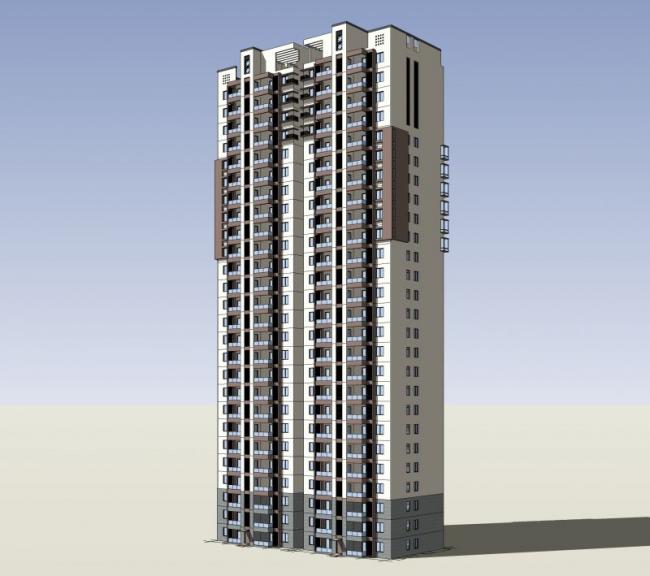 Sketchup住宅模型|高层住宅，居住建筑，新中式风格