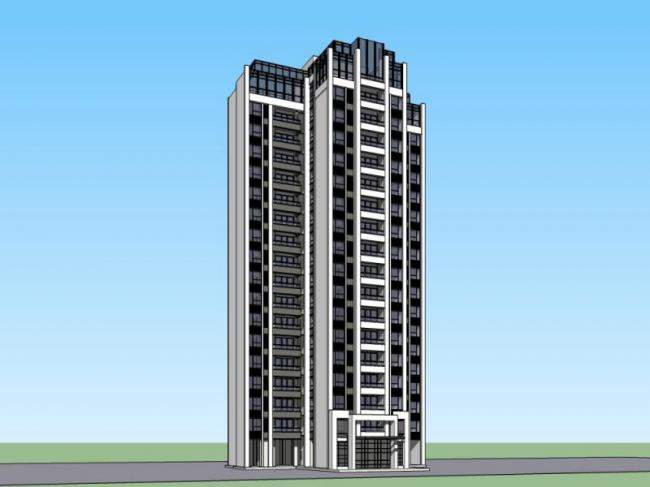 Sketchup住宅模型|高层住宅，现代风格，居住建筑