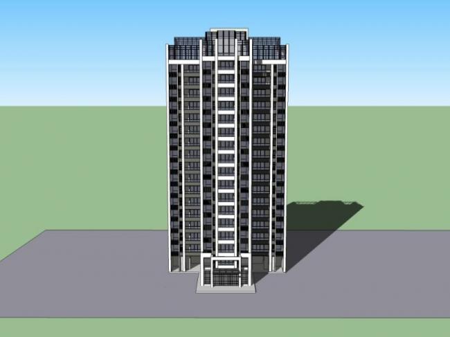 Sketchup住宅模型|高层住宅，现代风格，居住建筑