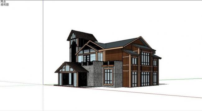 Sketchup文化模型|多层接待中心，新中式风格