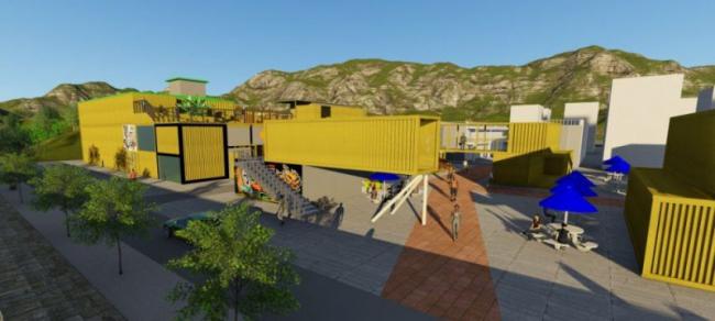 Sketchup商业模型|多层商业建筑，集装箱，现代风格