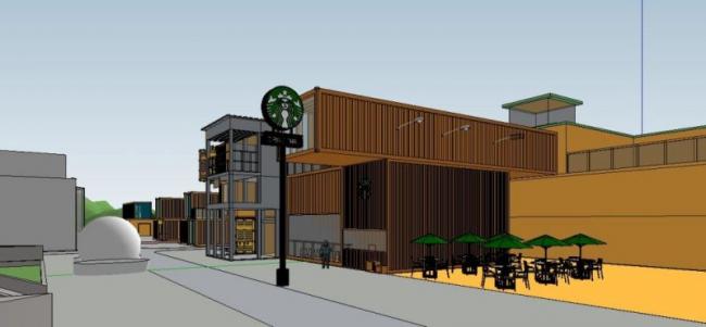 Sketchup商业模型|多层商业建筑，集装箱，现代风格