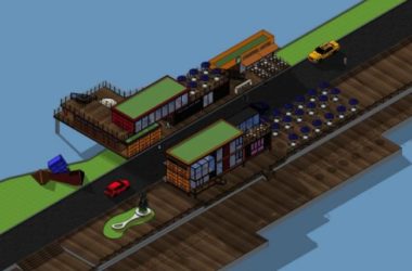 Sketchup车站路桥|多层游船码头，集装箱，现代风格，交通建筑-BIM建筑网