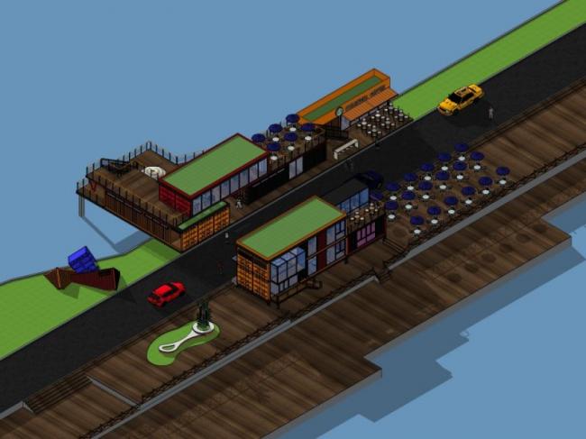 Sketchup车站路桥|多层游船码头，集装箱，现代风格，交通建筑