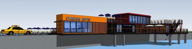 Sketchup车站路桥|多层游船码头，集装箱，现代风格，交通建筑