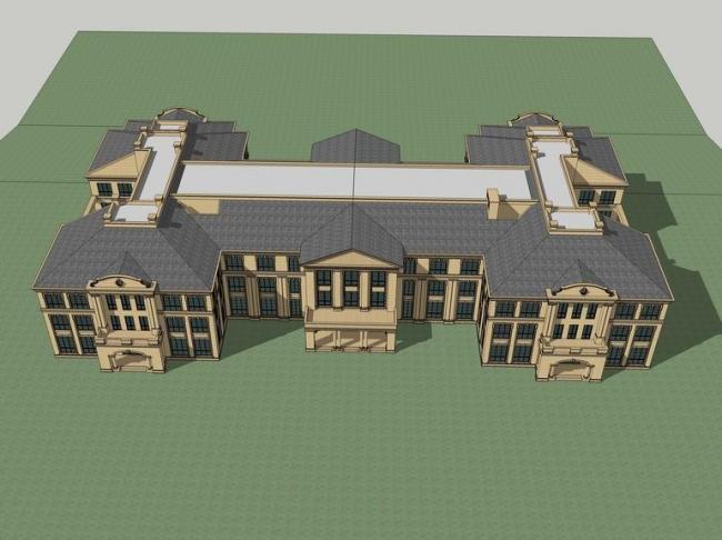 Sketchup商业模型|多层会所，法式古典风格，商业建筑