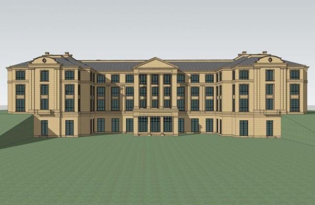 Sketchup商业模型|多层会所，法式古典风格，商业建筑