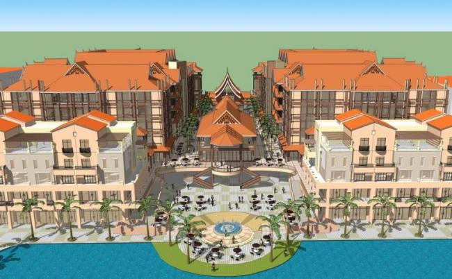 Sketchup住宅模型|珠宝小镇，多层住宅，居住建筑，东南亚风格，古典风格