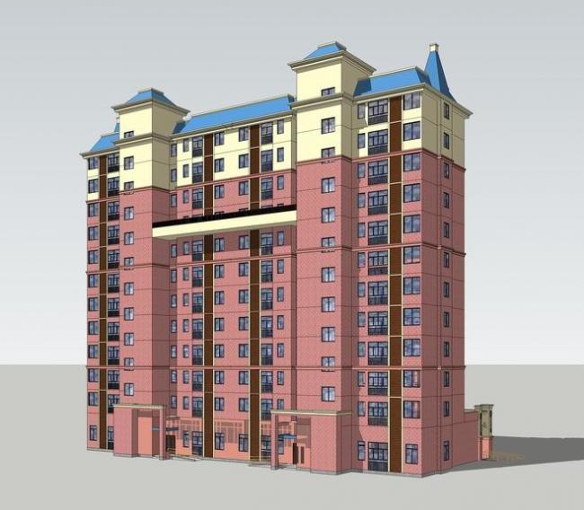 Sketchup住宅模型|中高层住宅，法式风格，古典风格，居住建筑