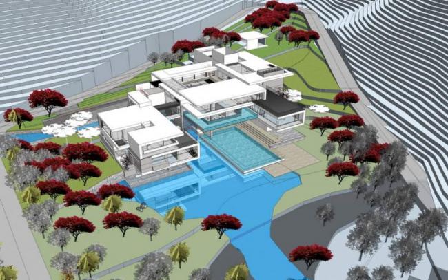 Sketchup酒店模型|多层山地度假酒店，别墅，现代风格