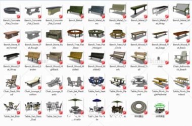 Sketchup素材模型|景观座椅椅子，素材组件-BIM建筑网