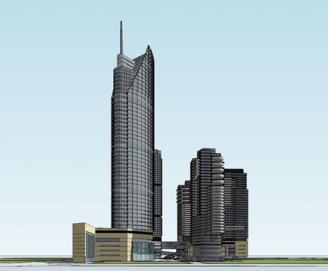 Sketchup办公模型|超高层办公楼，现代风格