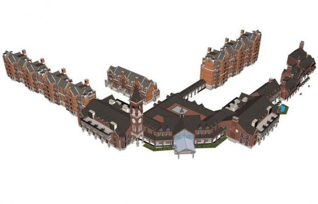 Sketchup商业模型|多层沿街商业街，英式风格，古典风格