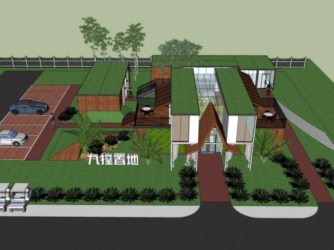 Sketchup商业模型|集装箱，服务设施，现代风格