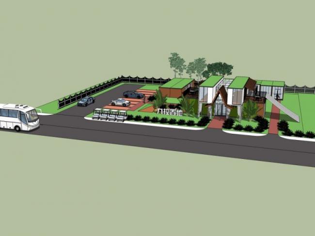 Sketchup商业模型|集装箱，服务设施，现代风格